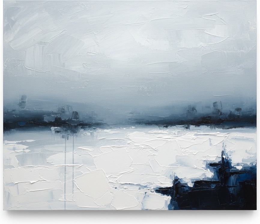 Vergänglicher Horizont: Eine Monochrome Studie Von Stillem Nebel Und Skulpturalen Schatten — Christian Noiret