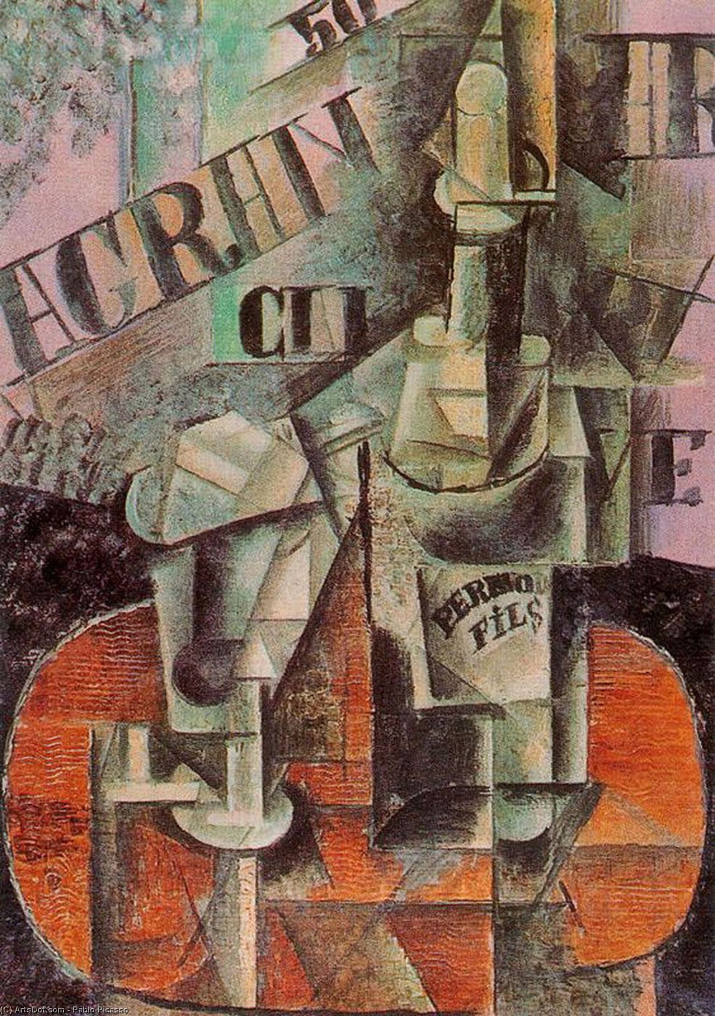 Table In A Cafe (bottle Of Pernod) — Pablo Picasso