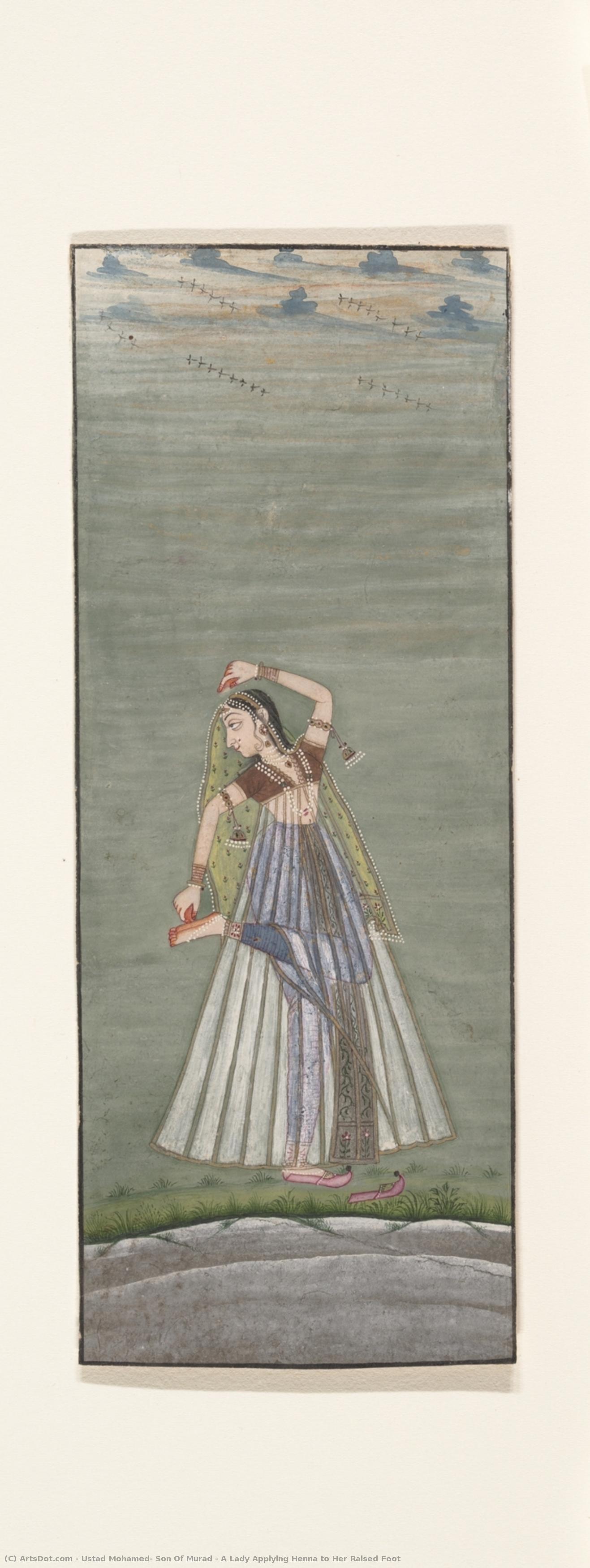 A Lady Applying Henna To Her Raised Foot — Ustad Mohamed, Son Of Murad