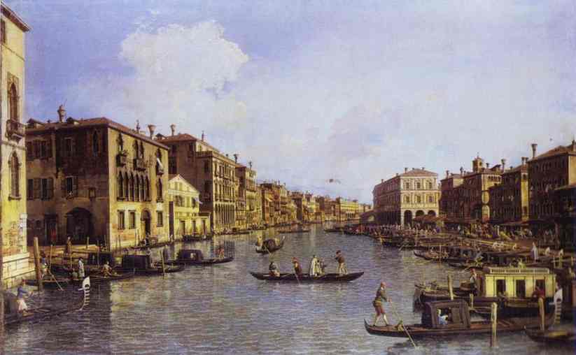 The Grand Canal Looking Down To The Rialto Bridge — Canaletto