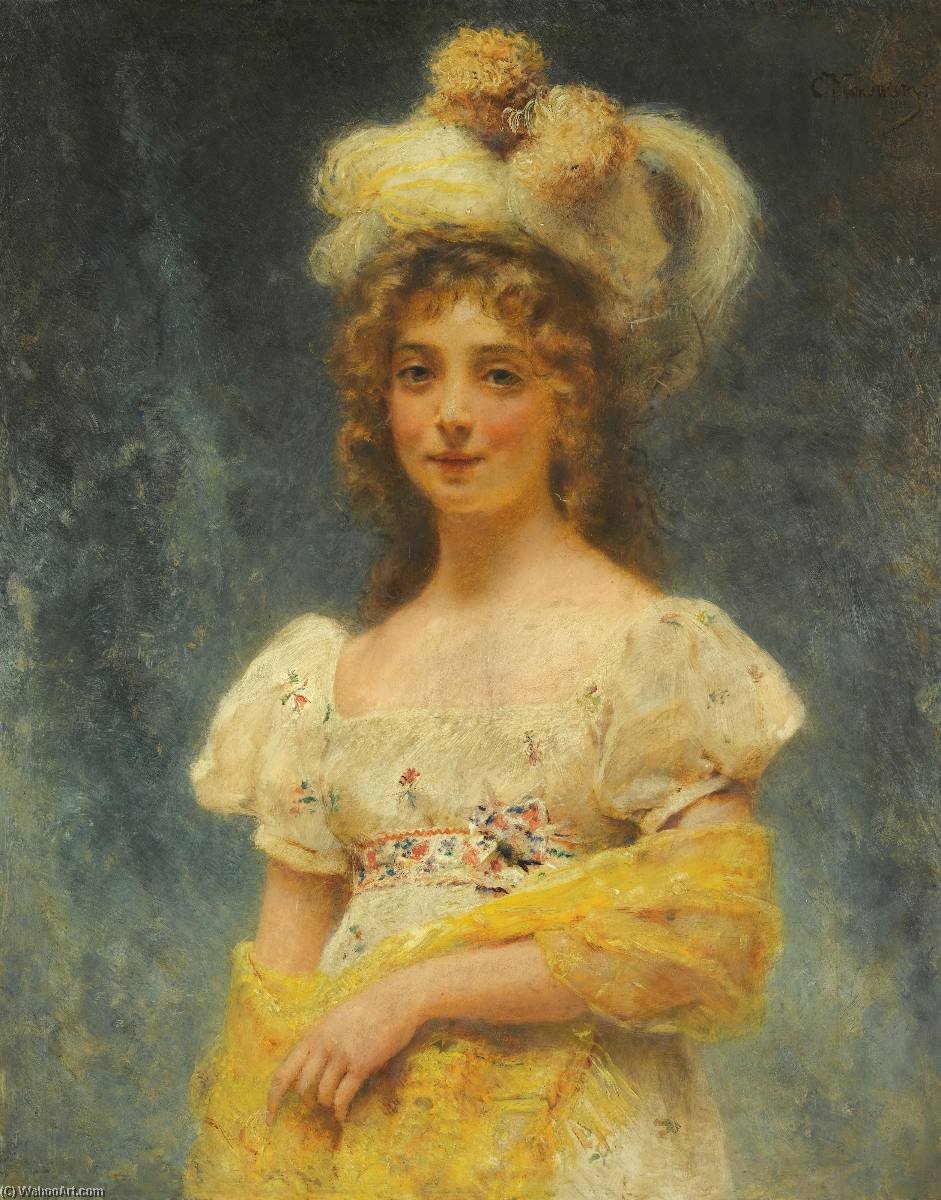 Portrait Of A Lady In A Yellow Shawl — Konstantin Yegorovich Makovsky