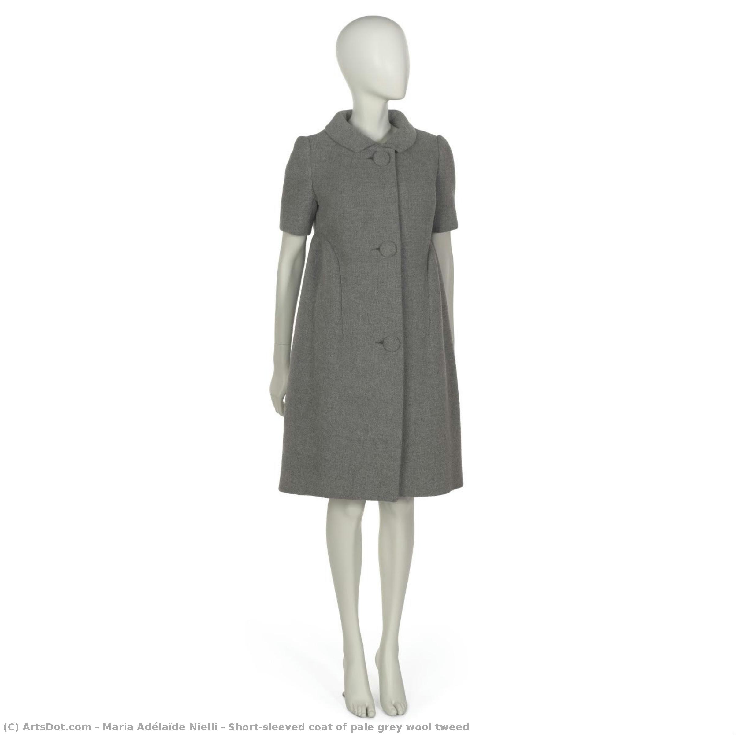 Short-sleeved Coat Of Pale Grey Wool Tweed — Nina Ricci