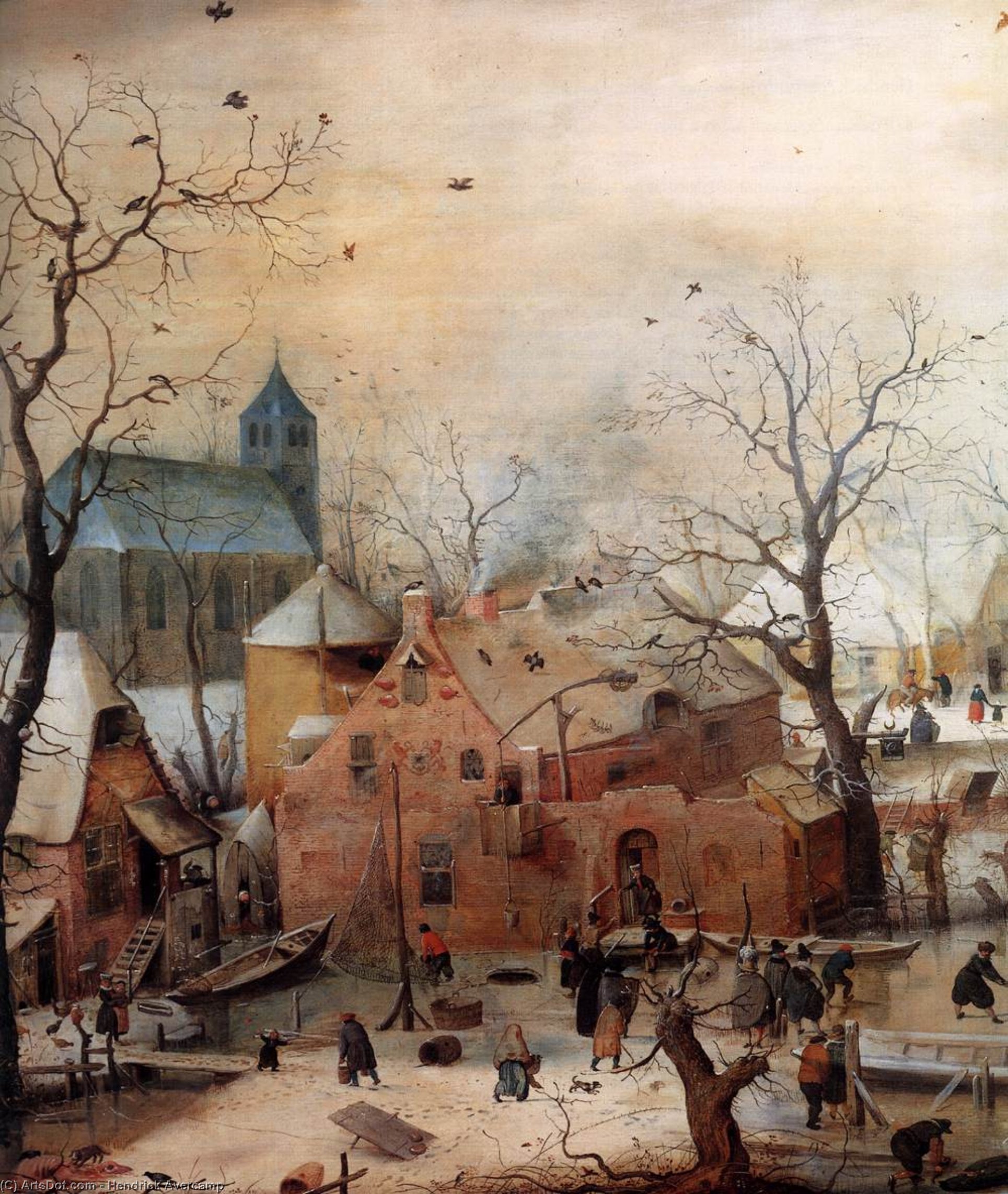 Winterlandschaft Mit Schlittschuhläufern (detail) — Hendrick Avercamp