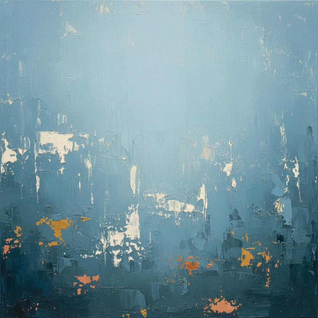 Fragmentierter Horizont Aus Schiefer Und Ocker In Einer Meditativen Blauen Atmosphäre — Christian Noiret