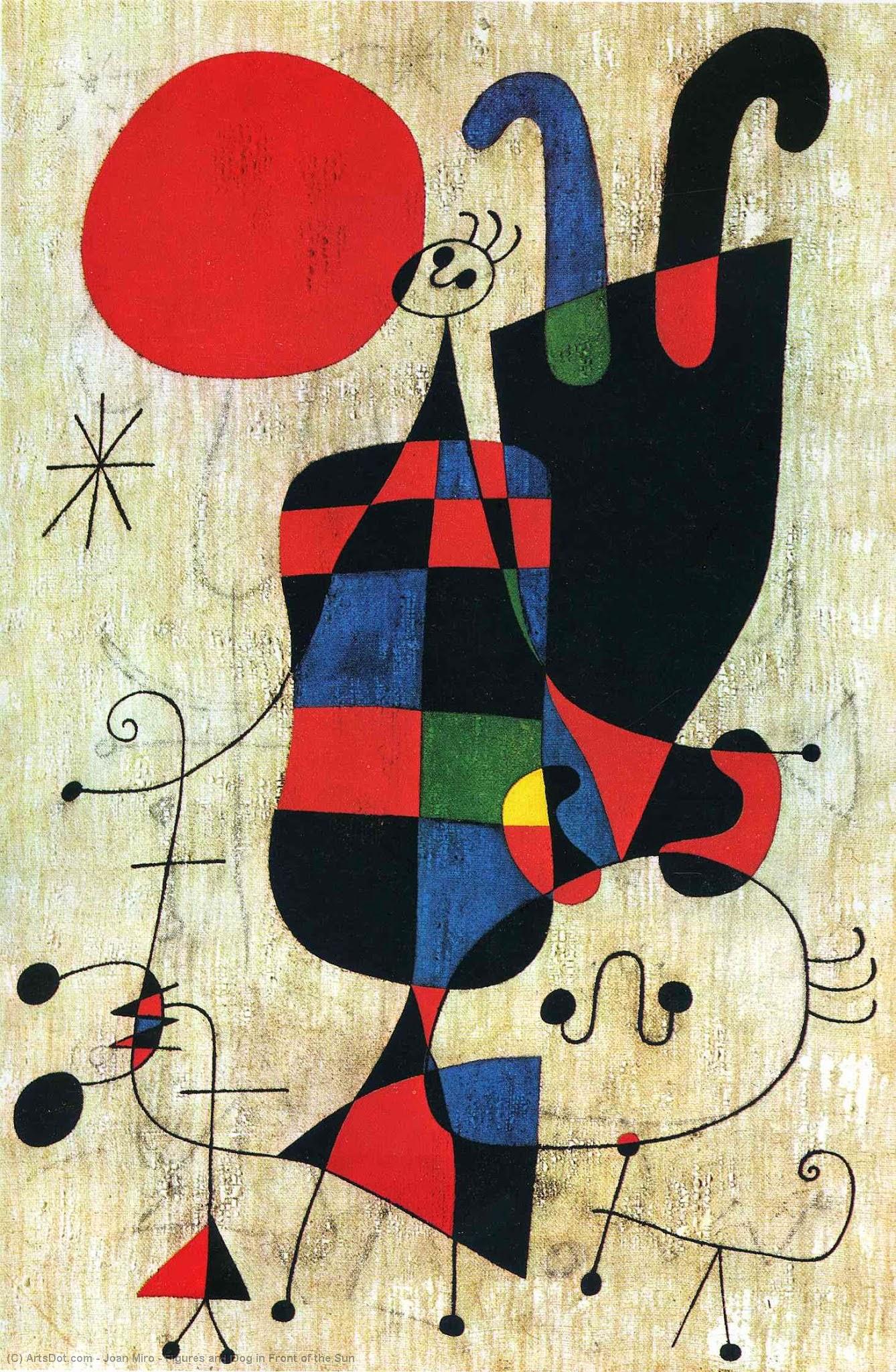 Figures And Dog In Front Of The Sun — Joan Miró