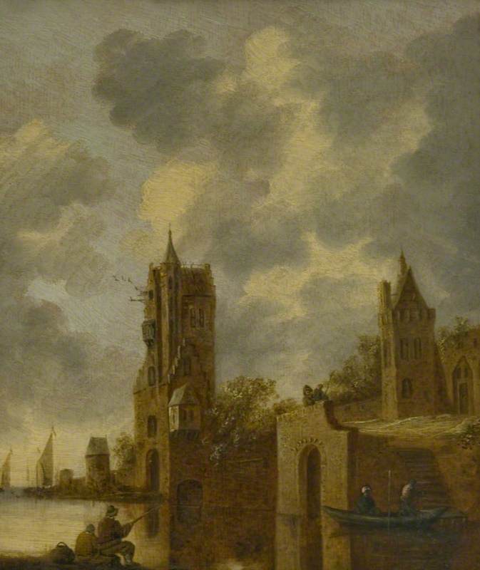 A Town Wall By A River With Figures — Ян Ван Эйк