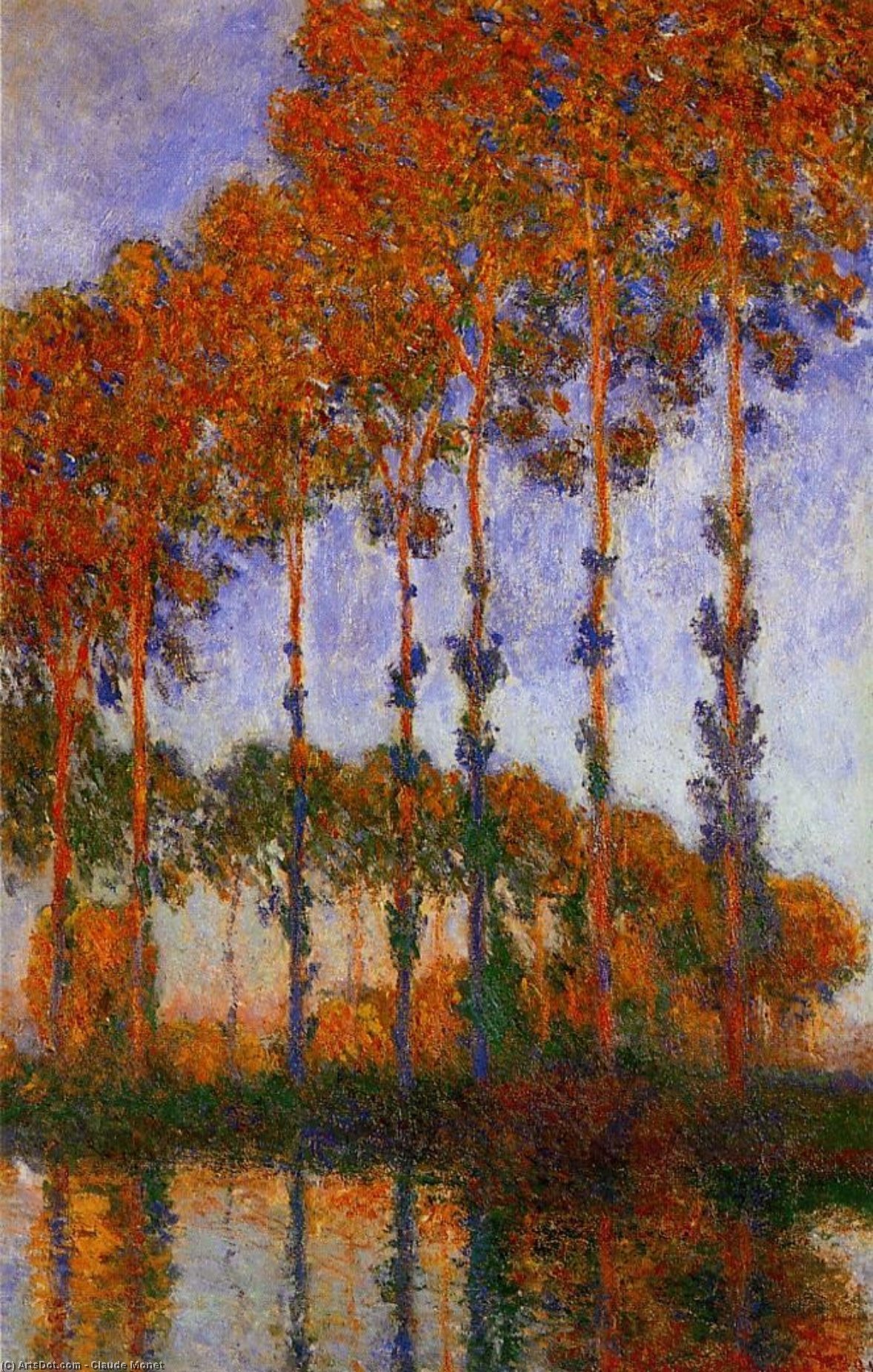 Almendros A Orillas Del Río Epte, Atardecer — Claude Monet