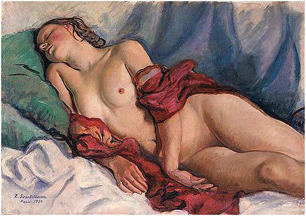 Sleeping Nude With A Red Shawl — Zinaida Serebriakova