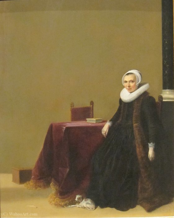 Portrait Of A Woman With A Dog — Hendrick Gerritsz Pot