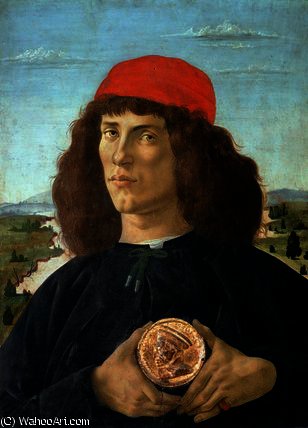 Retrato De Un Joven Sosteniendo Una Moneda De Cosimo I De Medici — Sandro Botticelli