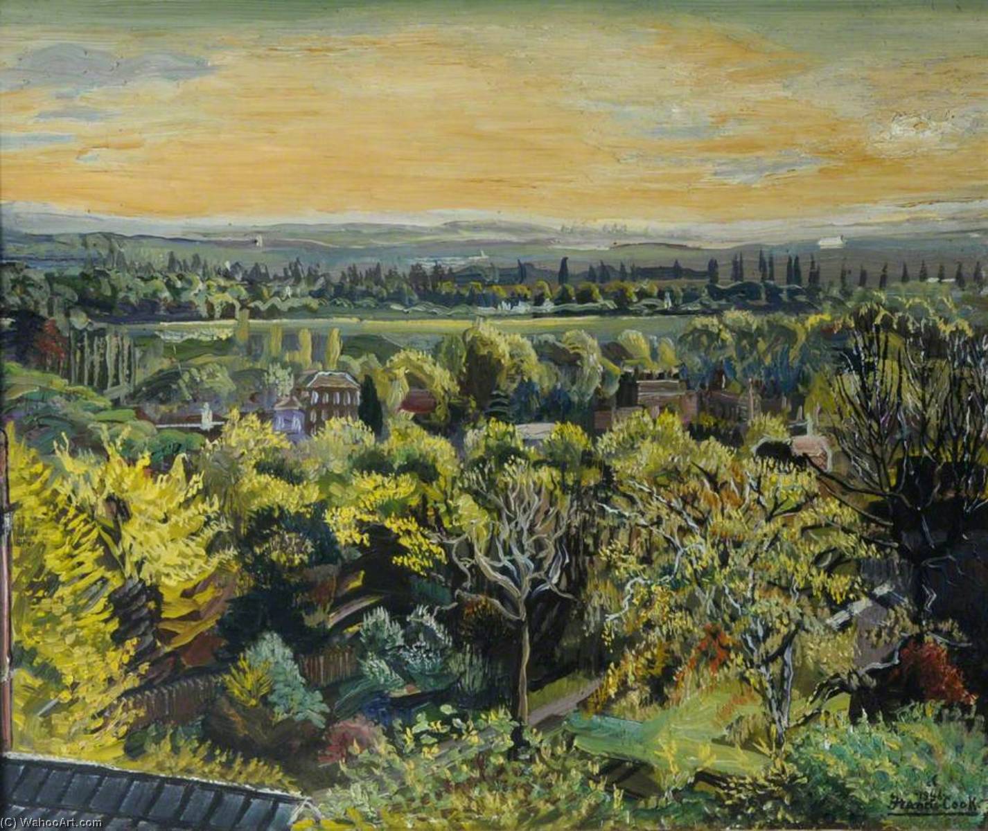 Surrey Panorama, Ham House To The Hog's Back From Richmond Terrace — Francis Ferdinand Maurice Cook