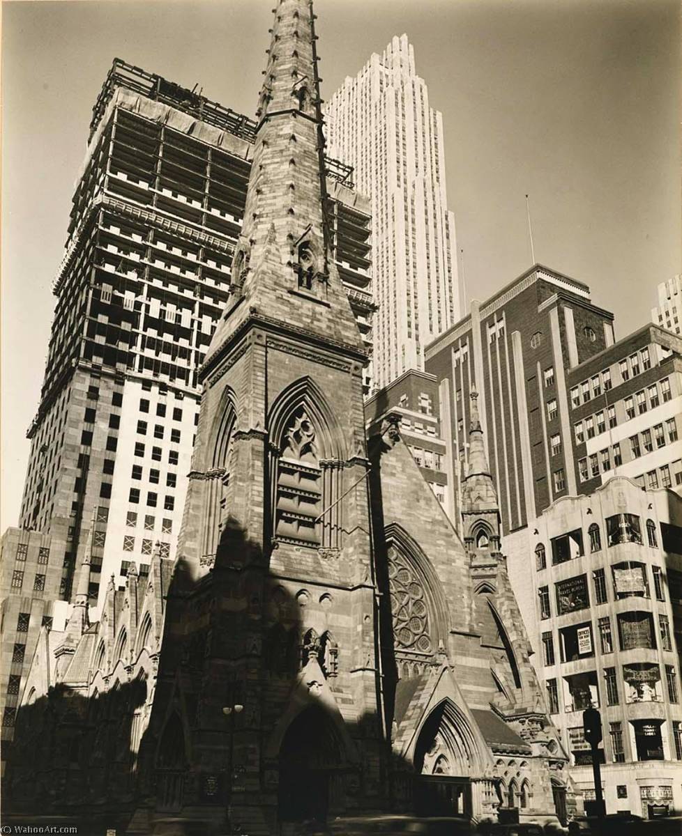 Rockefeller Center, Collegiate Church Of St. Nicholas In Foreground — Berenice Abbott