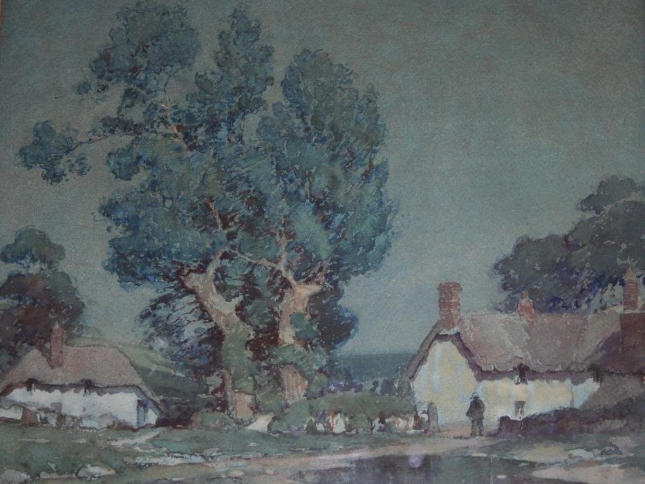 Devon Cottages At Twilight — Albert Moulton Foweraker