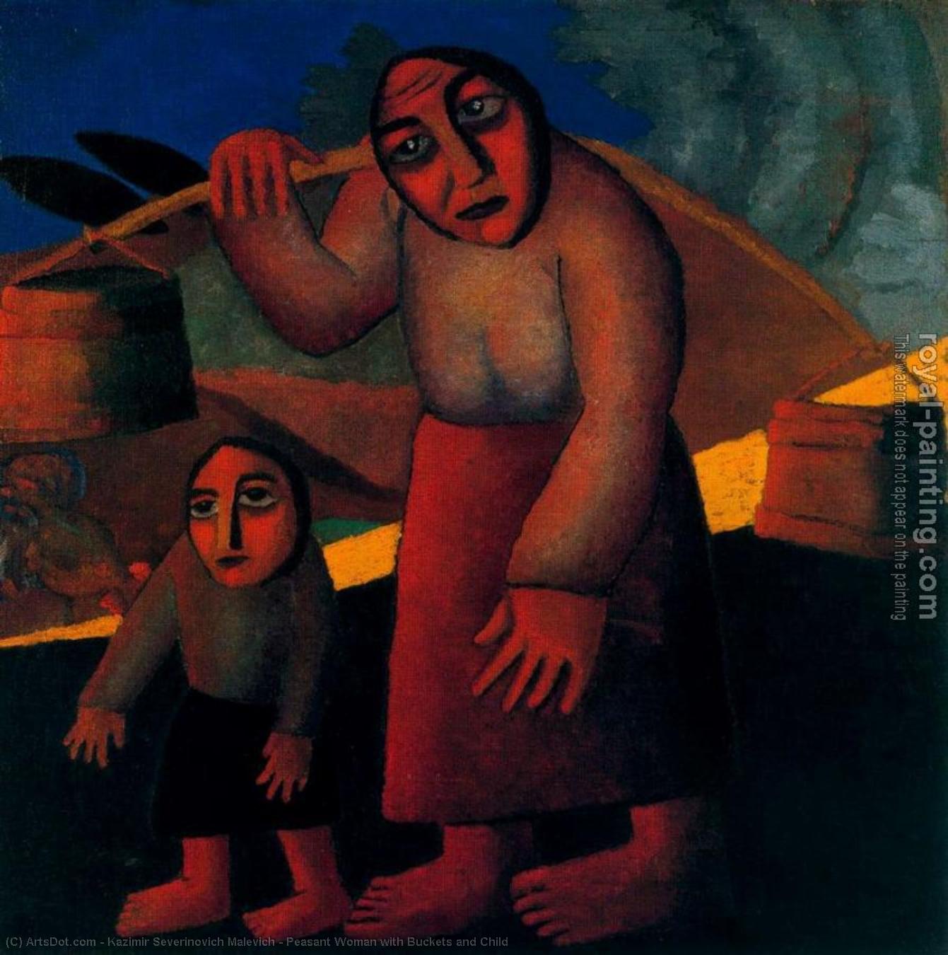 Mujer Campesina Con Baldes Y Niño — Kazimir Malevich