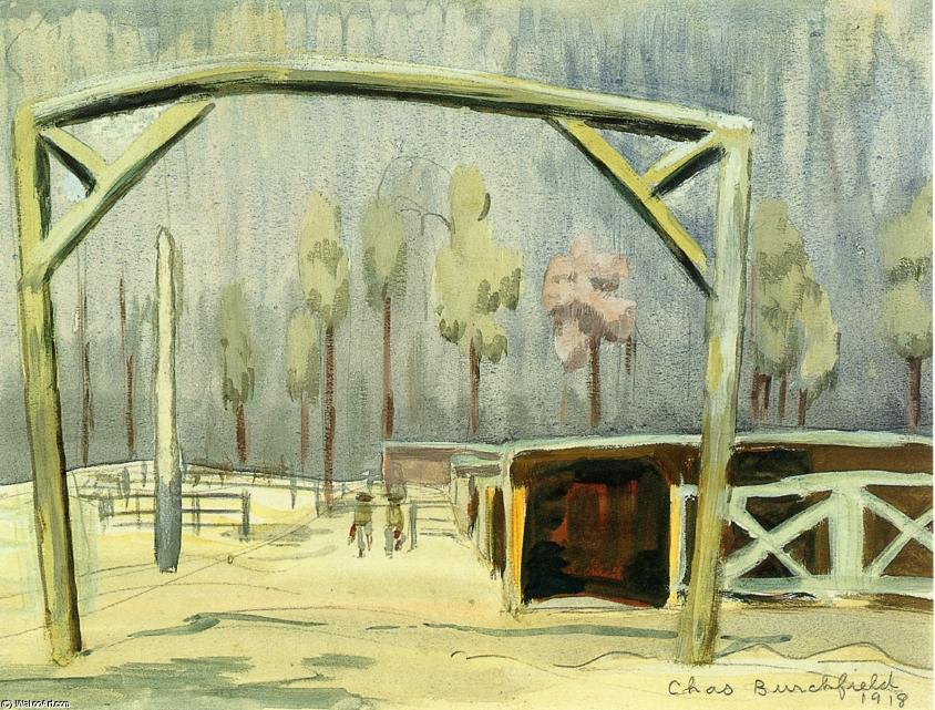 Entrance To Stables, Camp Jackson, South Carolina — Charles Burchfield