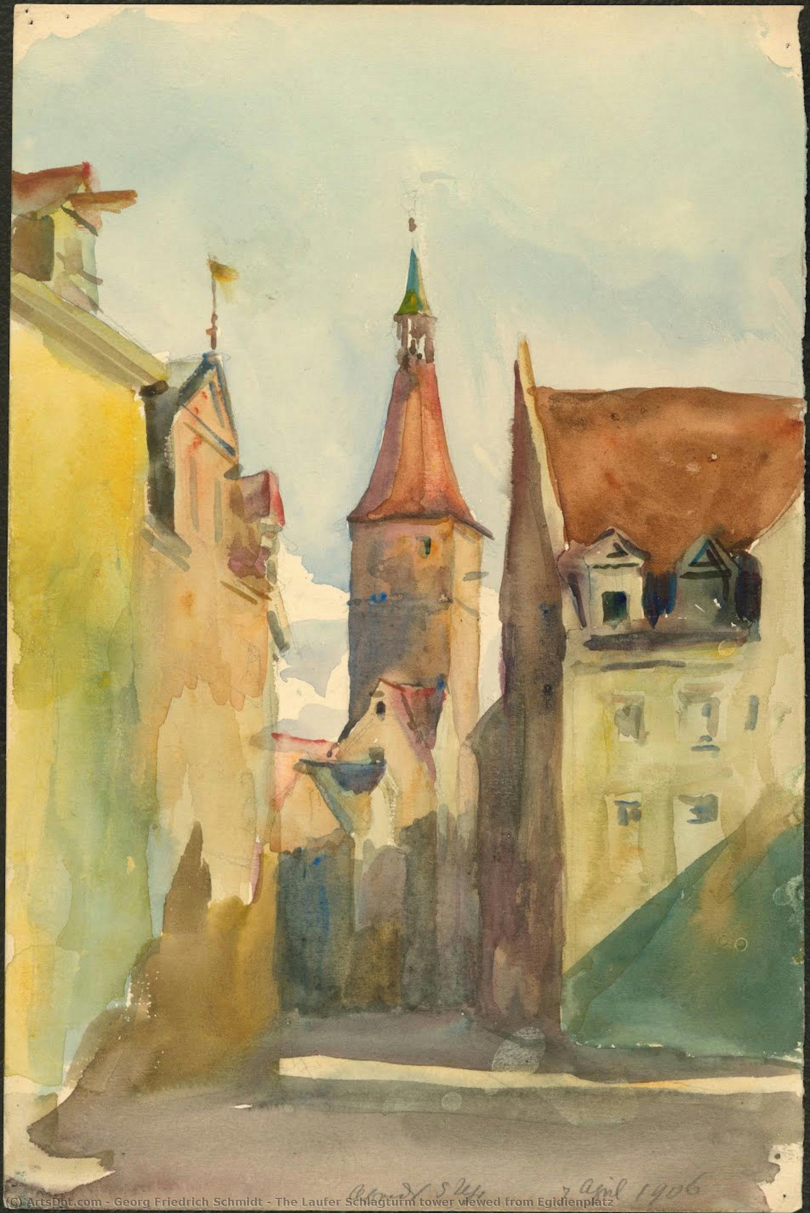 The Laufer Schlagturm Tower Viewed From Egidienplatz — Georg Friedrich Schmidt