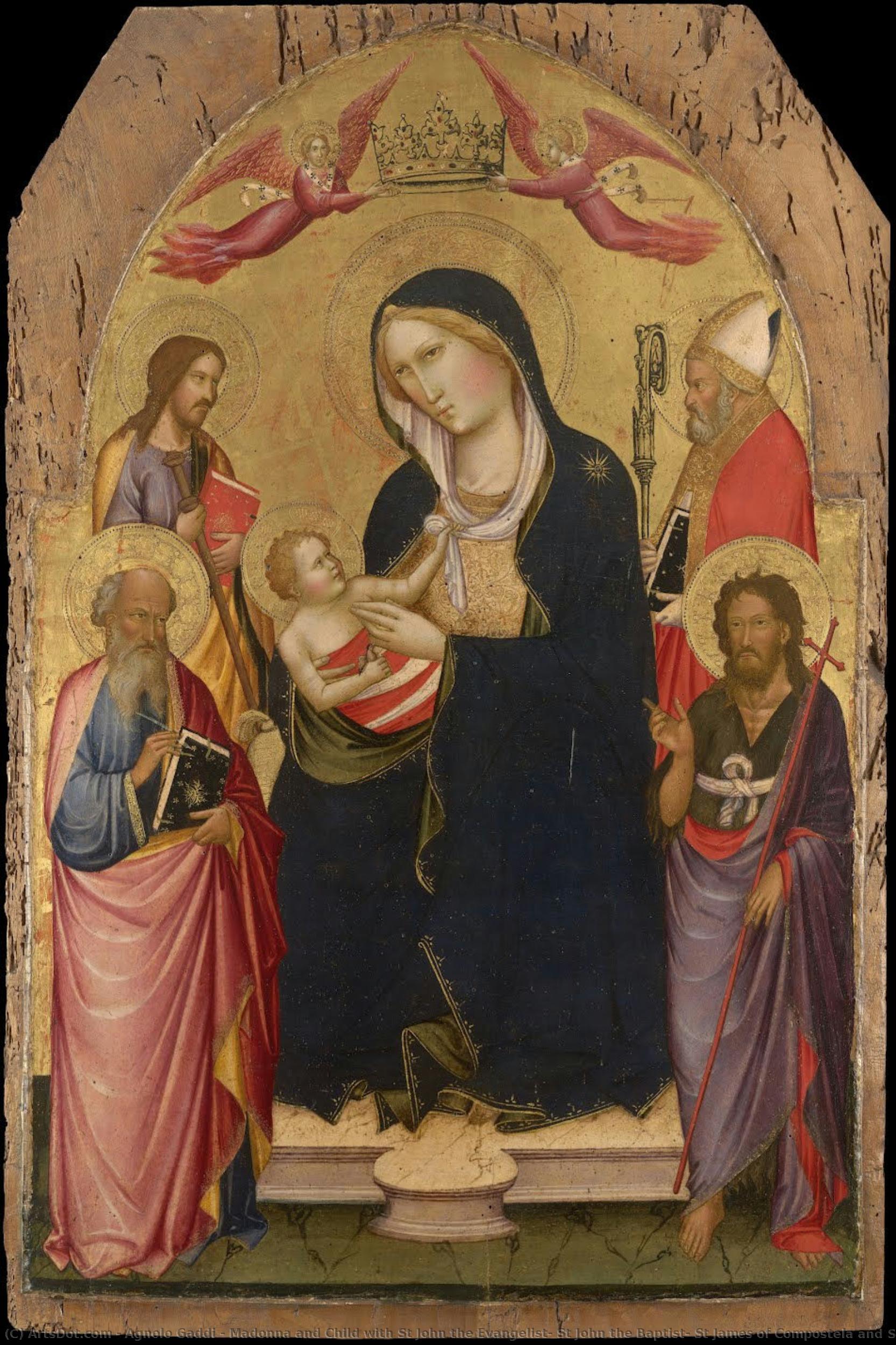 Madonna And Child With St John The Evangelist, St John The Baptist, St James Of Compostela And St Nicholas Of Bari — Agnolo Gaddi