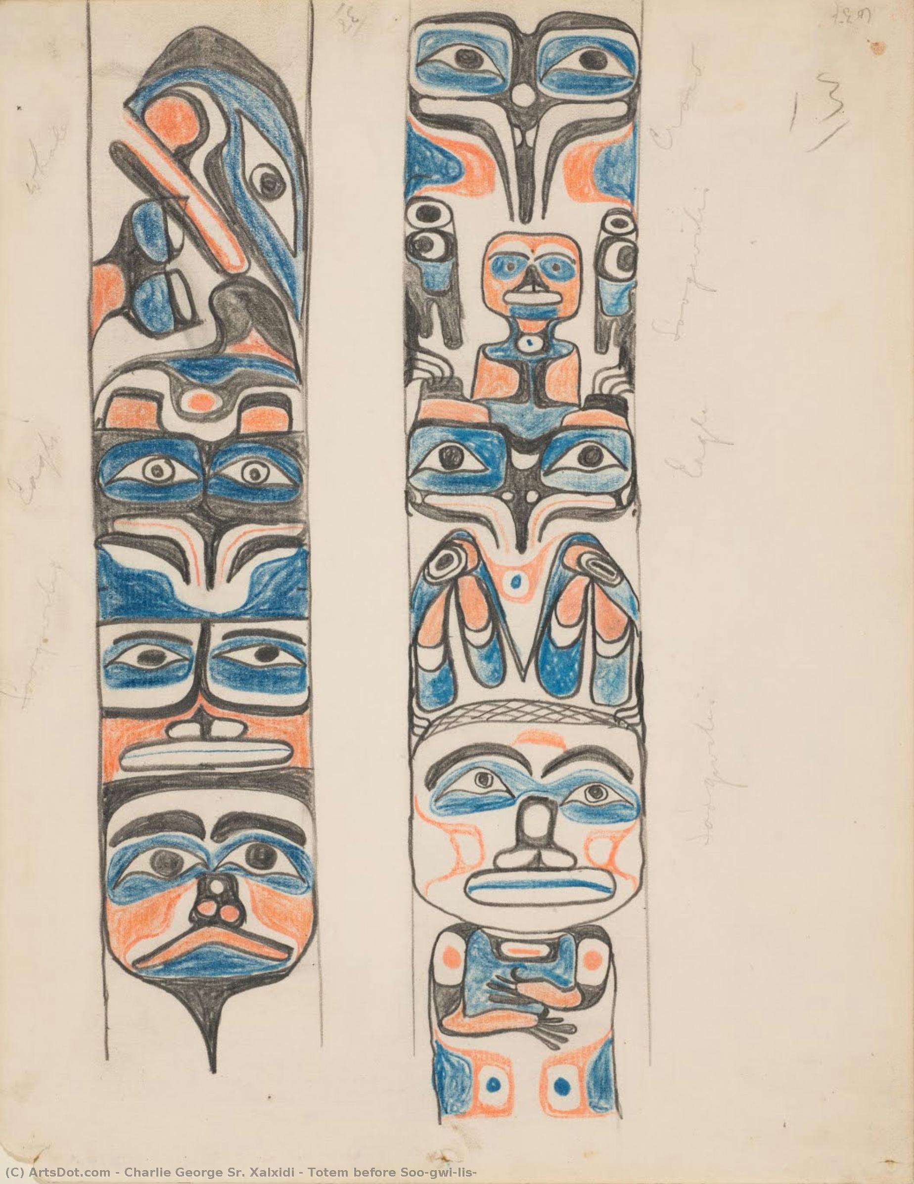 Totem Before Soo-gwi-lis — Charlie George Sr. Xalxidi