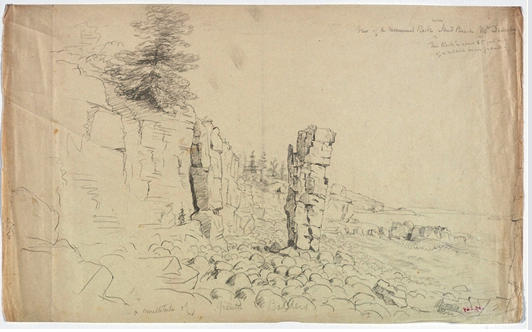 Sketch Of Monument Rock Near Sand Beach, Mount Desert — Thomas Cole