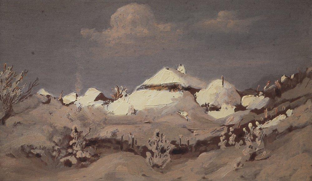 Winter. Spots Of Light On Cottage Roof — Arkhip Ivanovich Kuindzhi