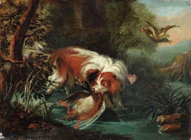 A Hunting Dog Retrieving A Mallard — Jan Fyt (joannes Fijt)