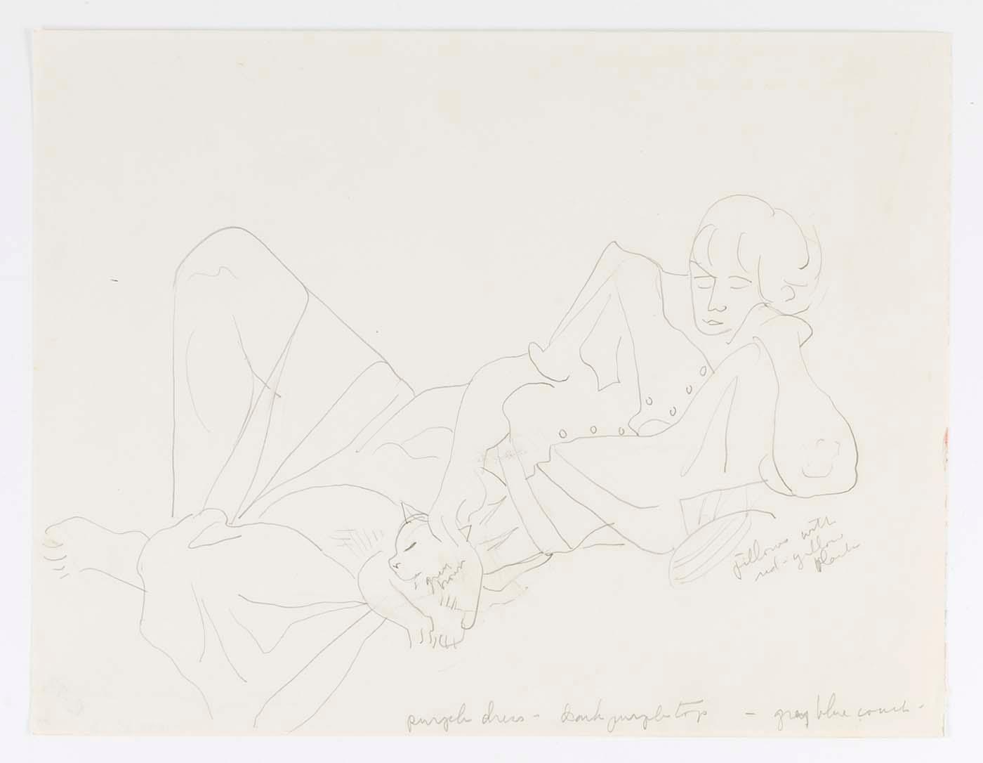 (reclining Woman Scratching Cat) — Marguerite Zorach