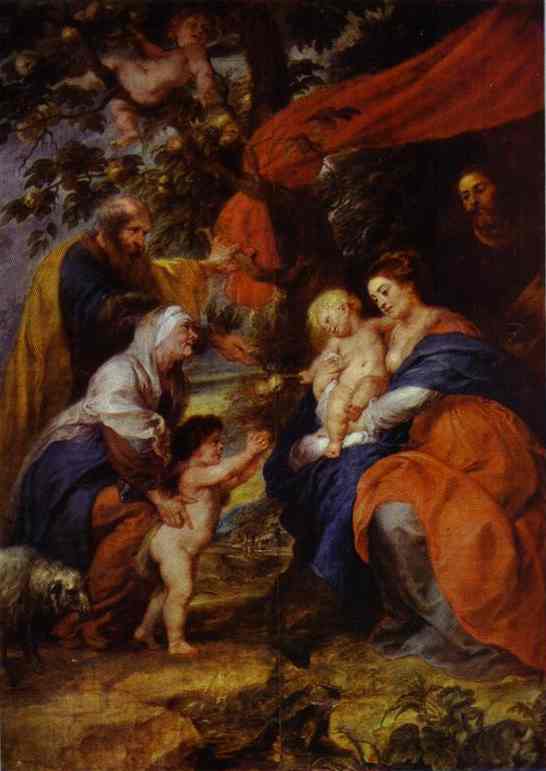 The St. Ildefonso Altar (outer Wings). The Holy Family Under The Apple-tree — Peter Paul Rubens