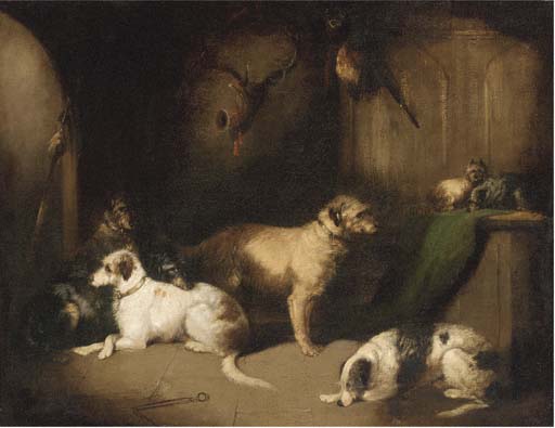 Hounds And Terriers In A Baronial Hall — George Armfield (smith)