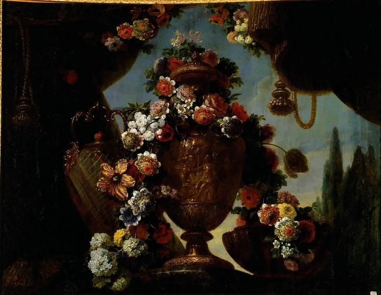 Vase D'or Décoré D'un Bas Relief Représentant Flore Et Zéphyr, Entoure D'une Guirlande De Fleurs, Vase D'agate Et Cuvette De Porphyre — Blain De Fontenay Jean-baptiste Le Père