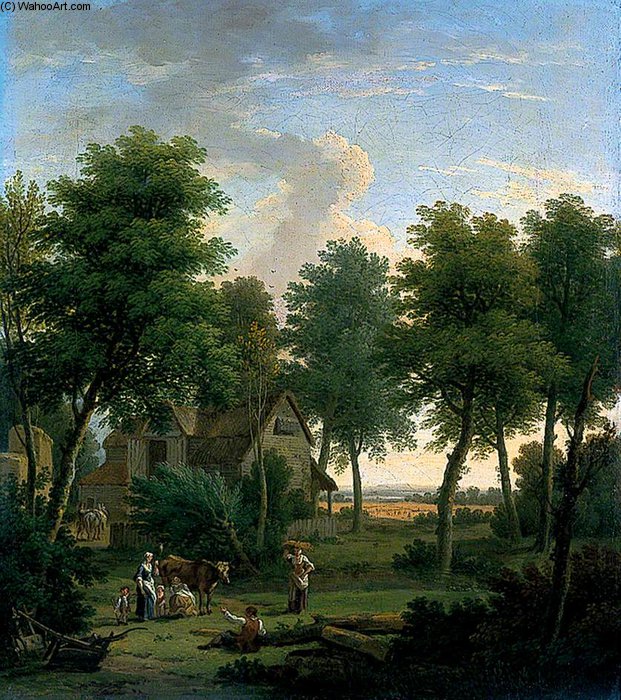 Pastoral Scene With A Peasant Family - — George Washington Thomas Lambert