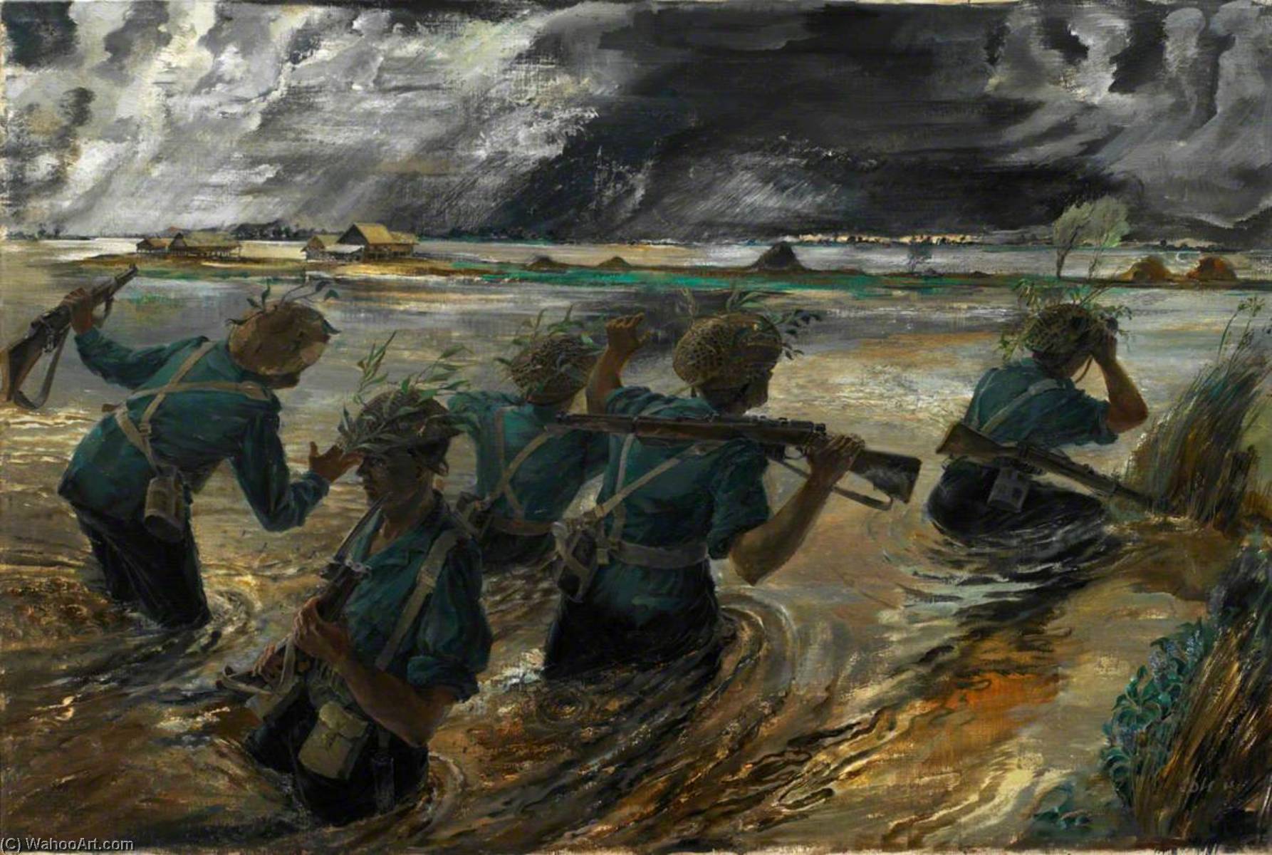 Burma, 14th Army The Battle Of The Sittang Bend With Men Of The Queen's Own (royal West Kent) Regiment Making An Armed Patrol — Leslie Cole