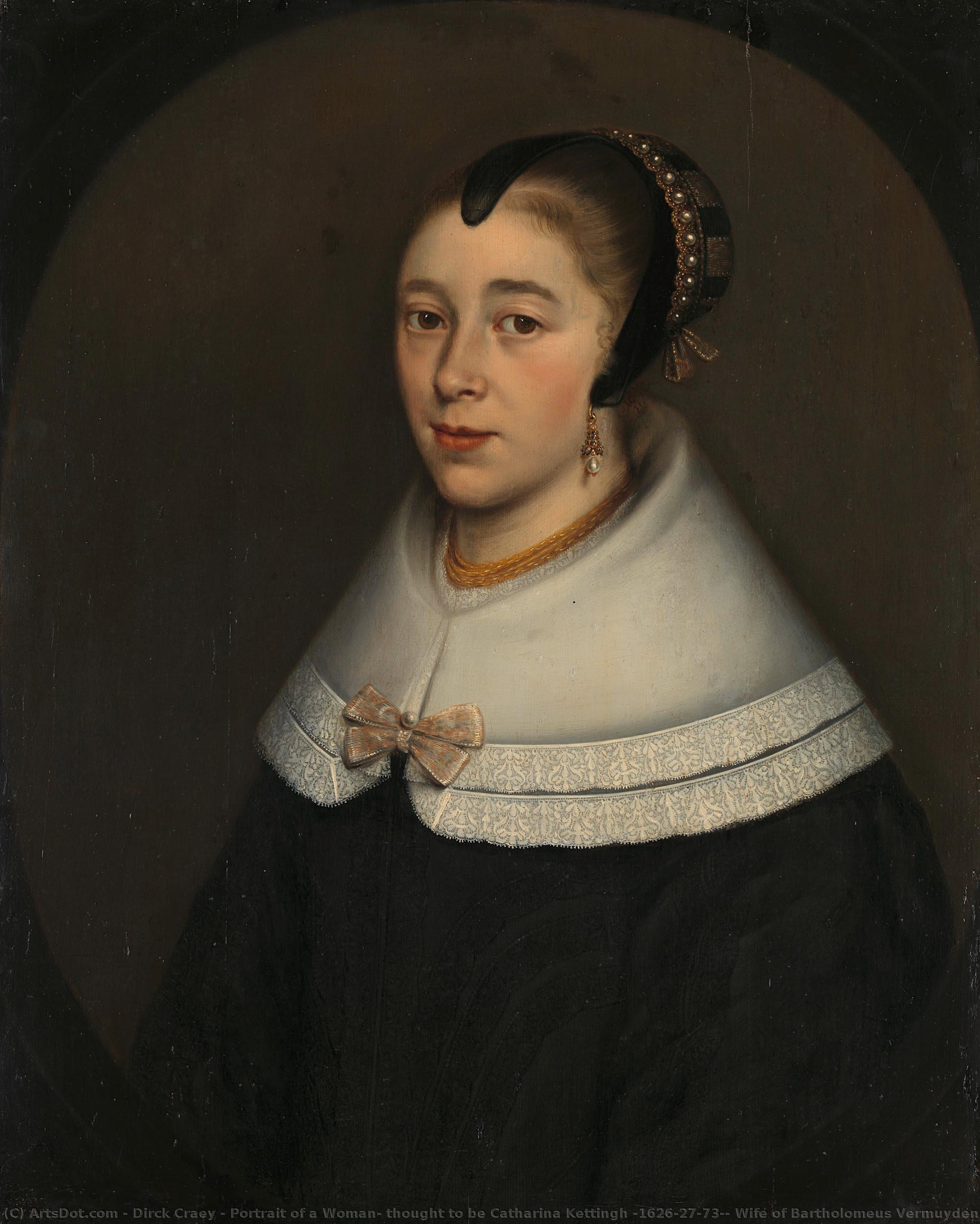 Portrait Of A Woman, Thought To Be Catharina Kettingh (1626/27-73), Wife Of Bartholomeus Vermuyden, Dirck Craey, 1650 — Dirck Craey