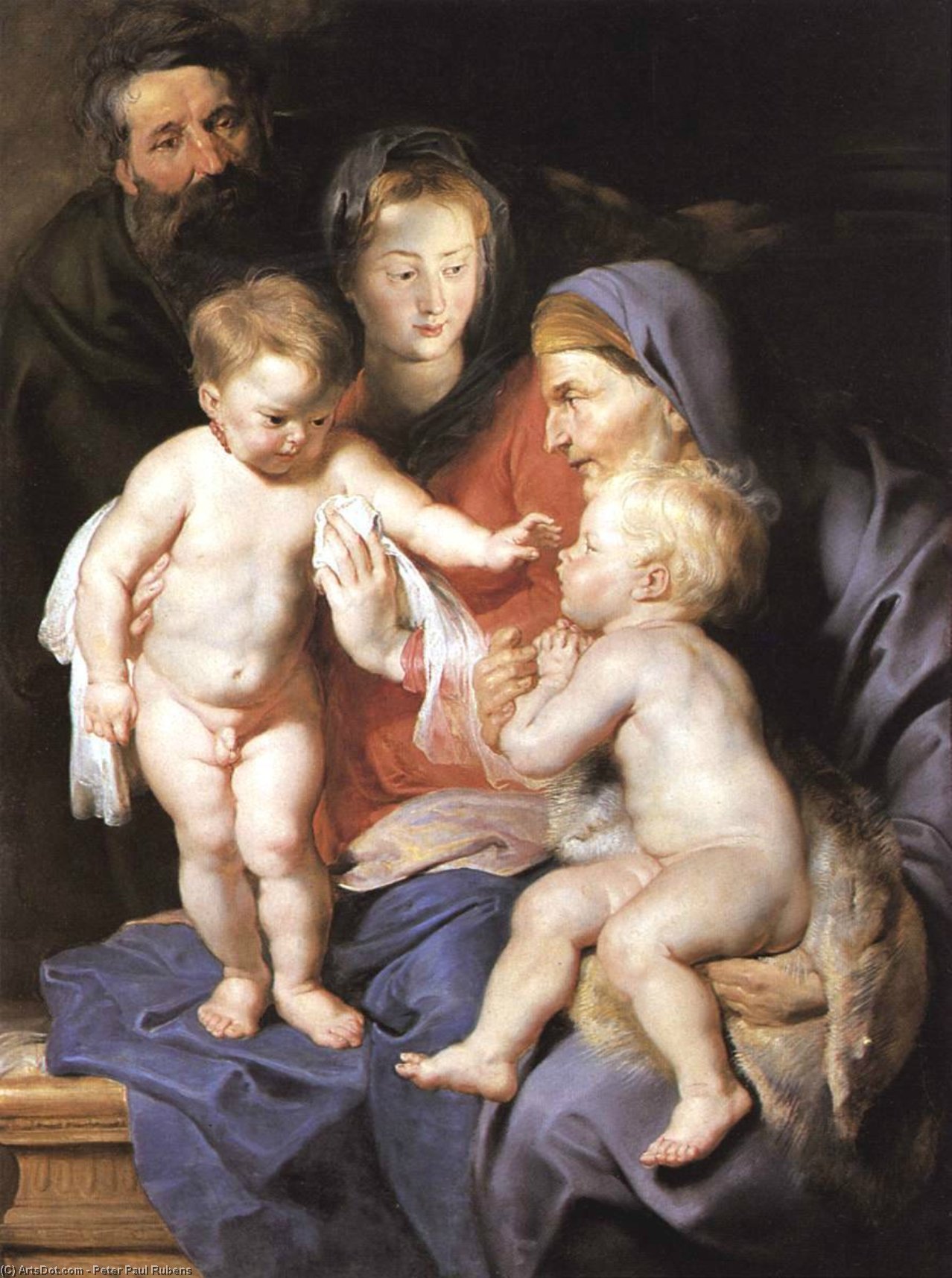 Die Heilige Familie Mit Erzähnis Elisabeth Und Johannes Dem Täufer — Peter Paul Rubens