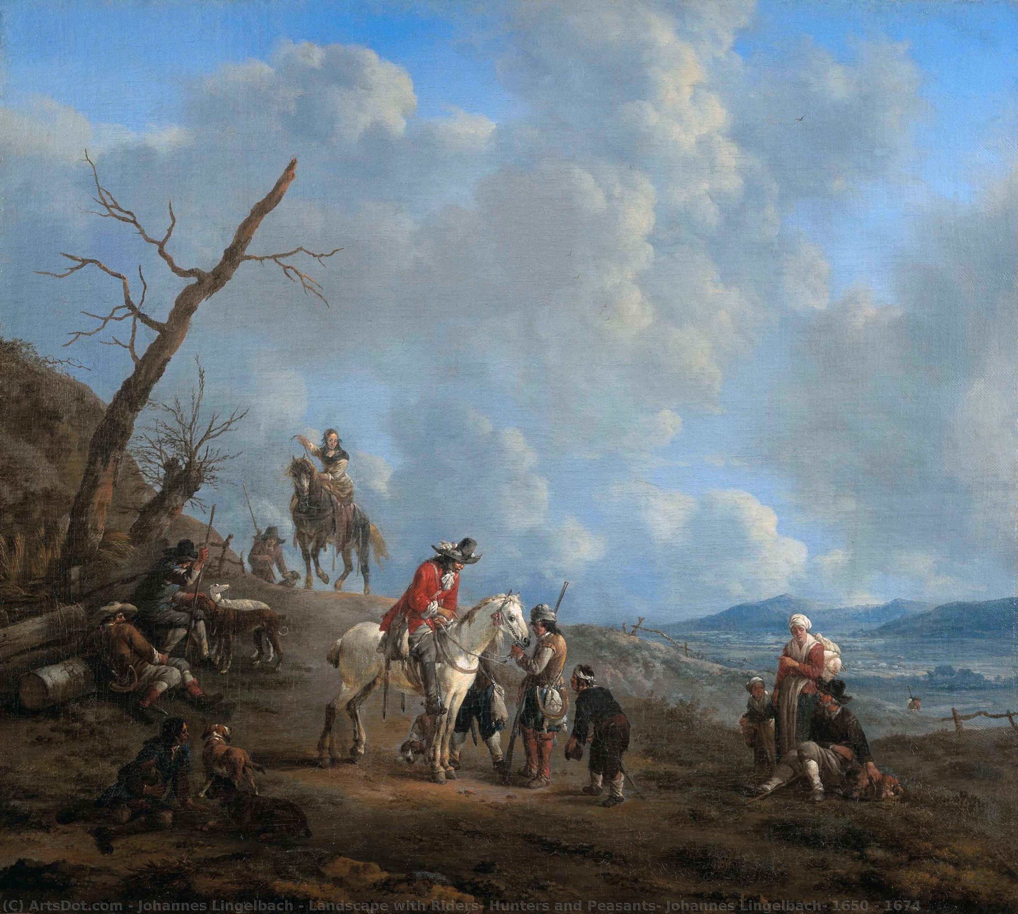 Landscape With Riders, Hunters And Peasants, Johannes Lingelbach, 1650 - 1674 — Johannes Lingelbach