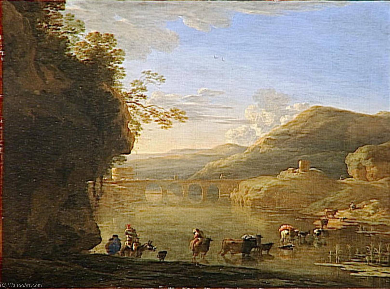 Paysage Avec Un Troupeau Traversant Une Riviere — Jan Asselijn