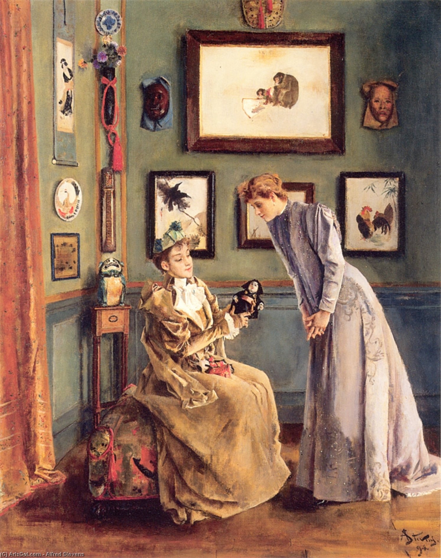 Femme À La Poupee Japonaise — Alfred Stevens