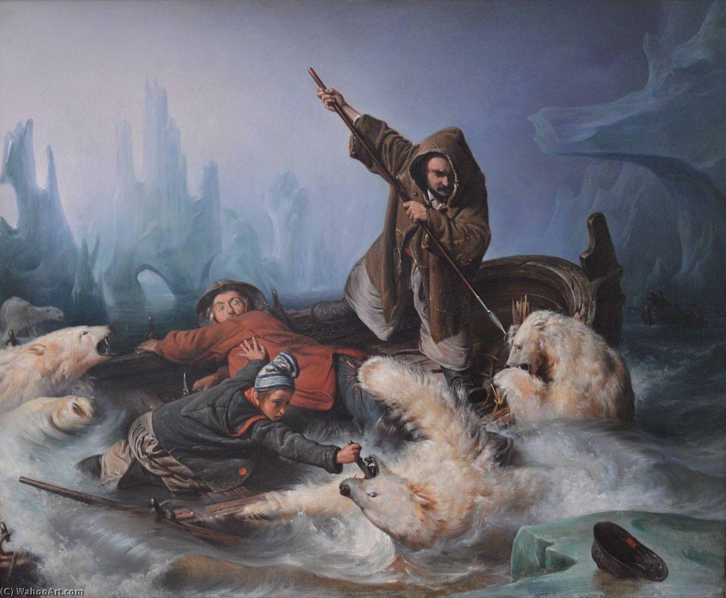 Fight With Polar Bears — Francois Auguste Biard