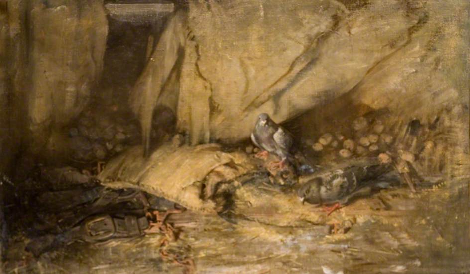 Interior Of Stable With Pigeons — James Torrance