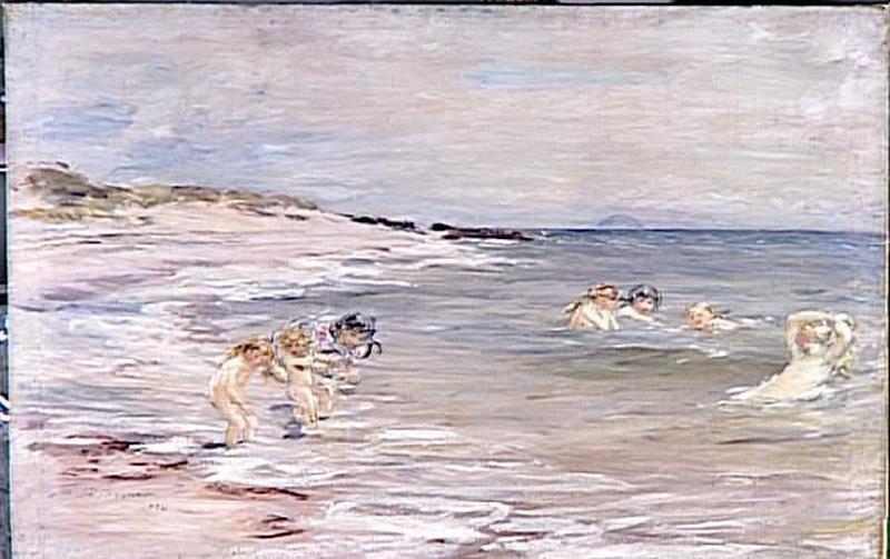 Jeunes Filles Se Baignant, White Bay, Cantire — William Mactaggart