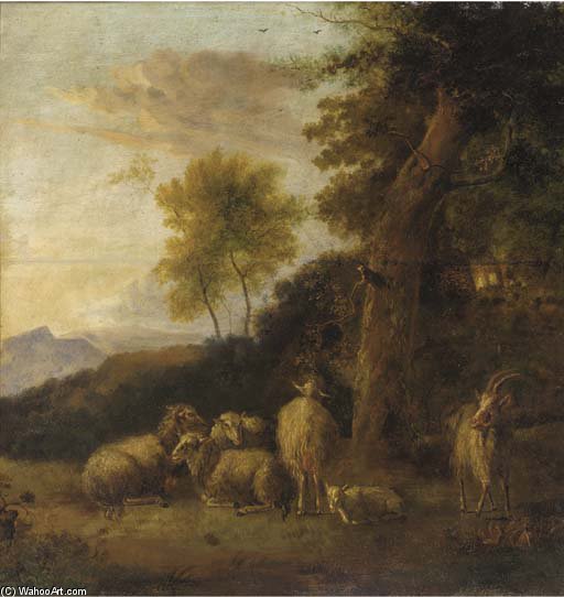 A Wooded Landscape With A Group Of Sheep And Goats Resting — Balthasar Paul Ommeganck