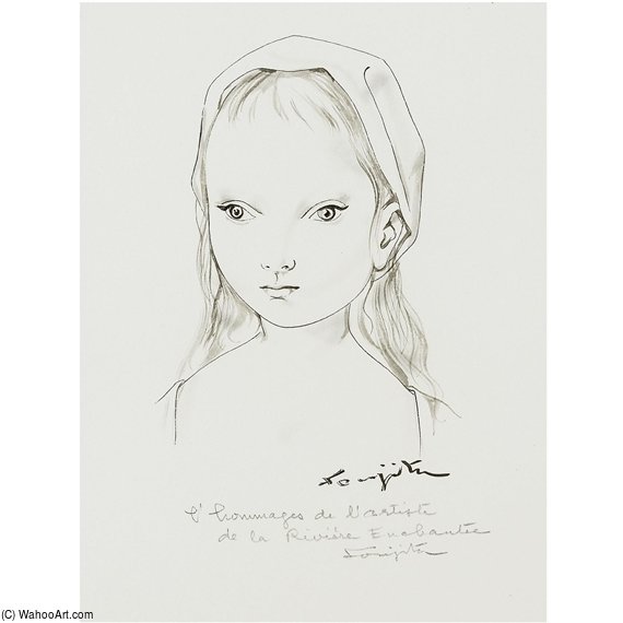 Fillette En Hommage De L'artiste De La Rivière Enchantée — Léonard Tsuguharu Foujita