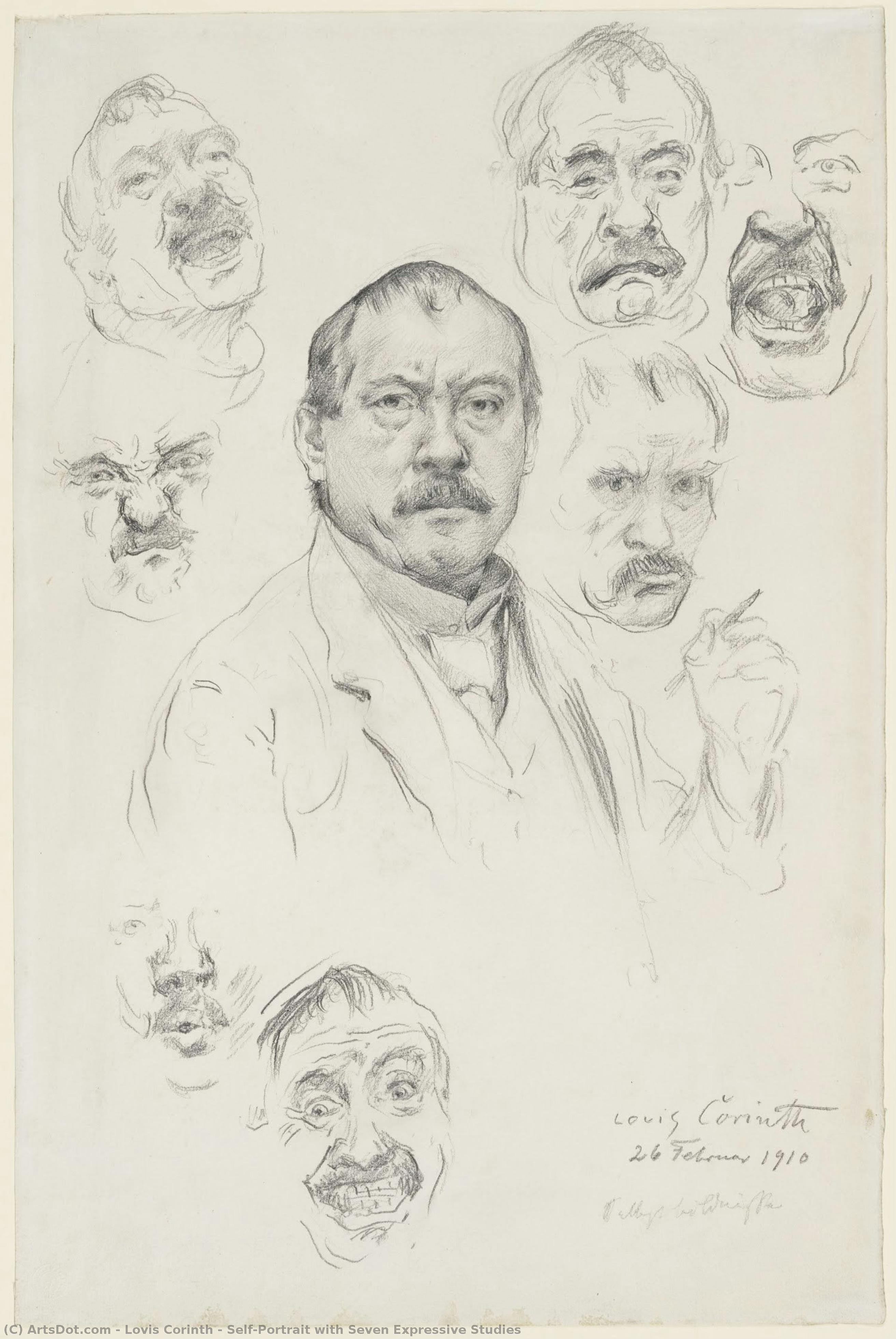 Self-portrait With Seven Expressive Studies — Lovis Corinth