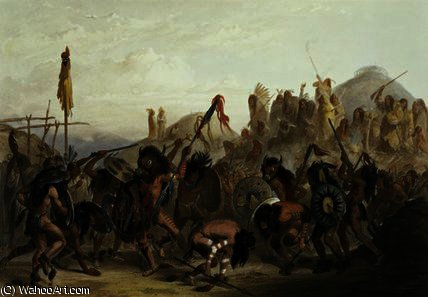 Bison-dance Of The Mandan Indians In Front Of Their — Карл Бодмер
