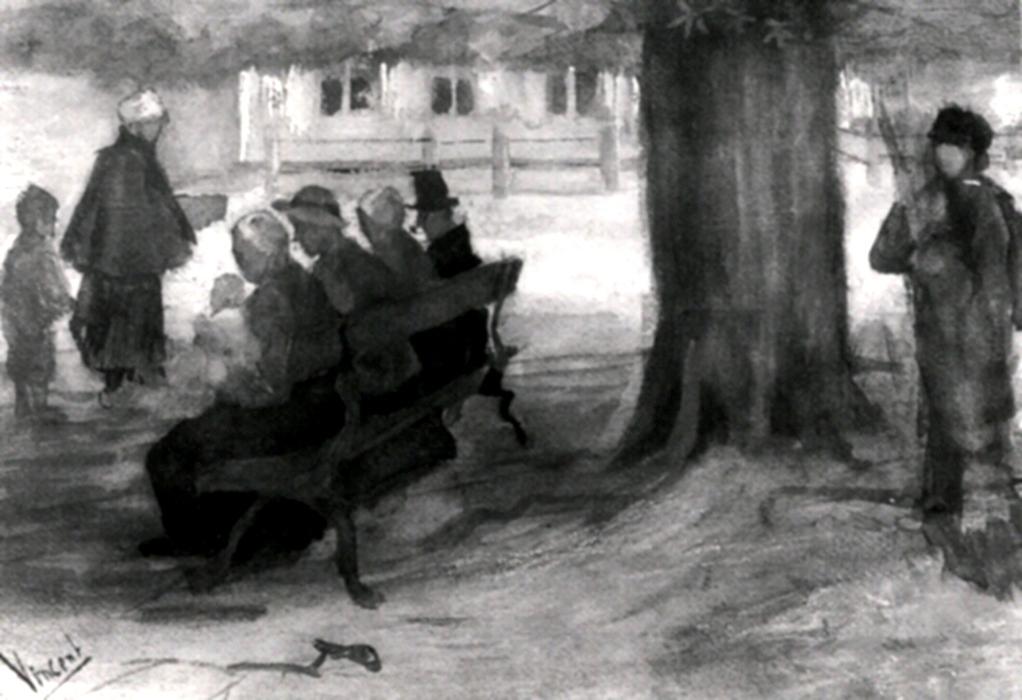 Bench With Four Persons And Baby — Vincent Willem Van Gogh