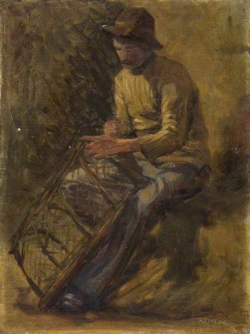 Fisherman Mending A Lobster Pot — Robert Ernest Mceune