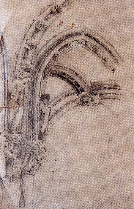 Sketch Of The Vault Of The Portico De La Gloria — Ovidio Murguía De Castro