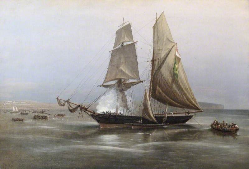 Hm Brig 'philomel’ Capturing The Slaver, ‘condor’, Off The Coast Of West Africa, 1880 (midshipman Commanding, Ralph P. Cator) — Richard Brydges Beechey