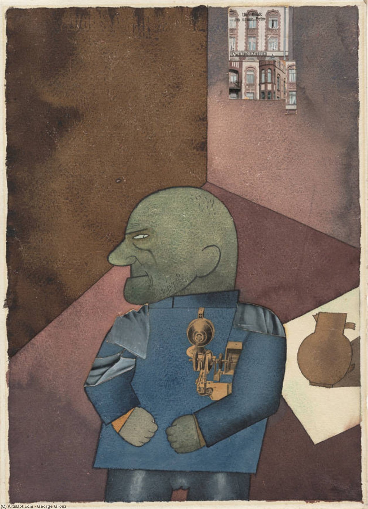 The Convict: Monteur John Heartfield After Franz Jung's Attempt To Get Him Up On His Feet — George Grosz