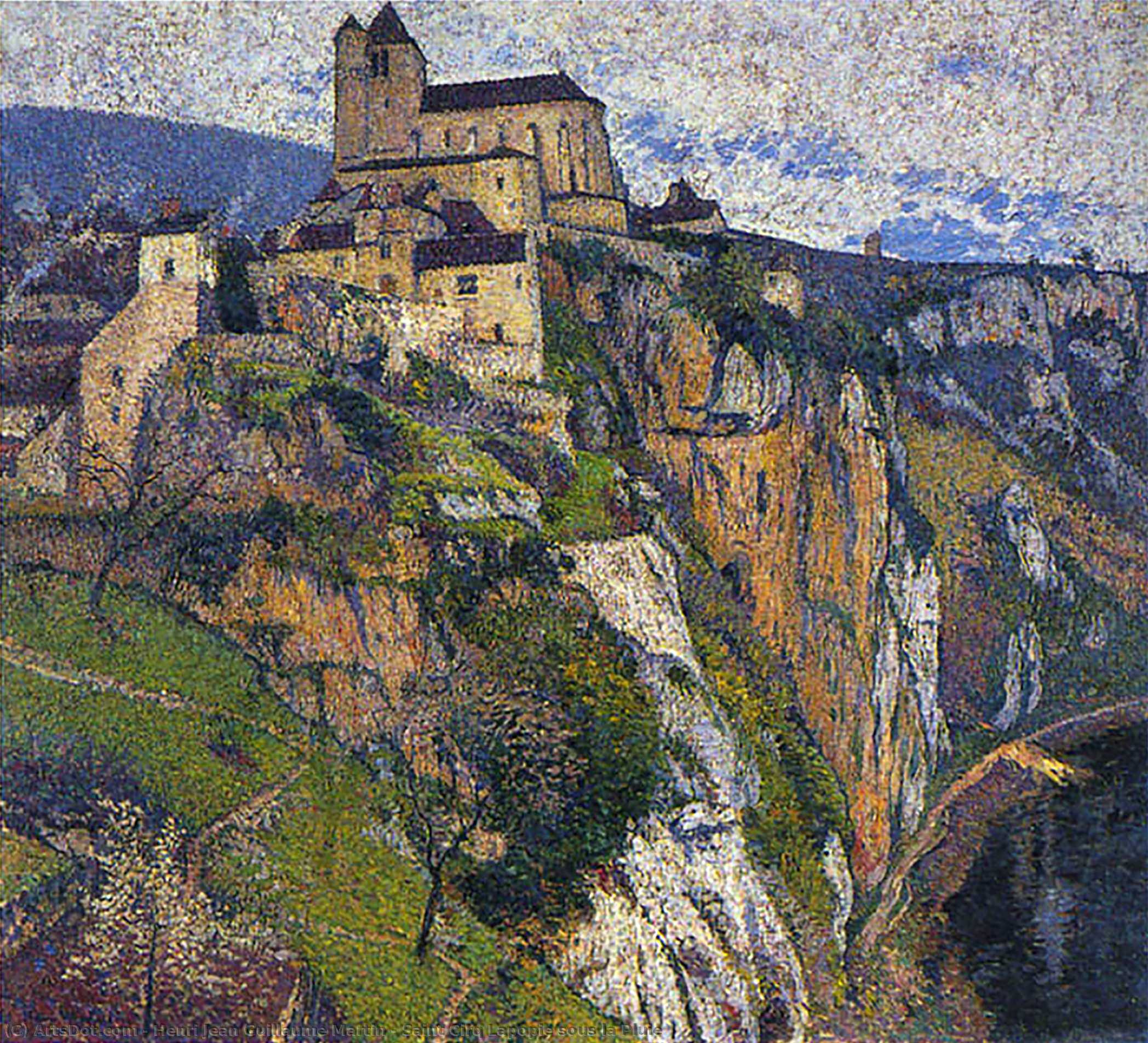 Saint Cirq Lapopie Sous La Pluie — Henri Jean Guillaume Martin