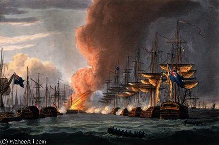 Destruction Of The Danish Fleet Before Copenhagen — Thomas Whitcombe